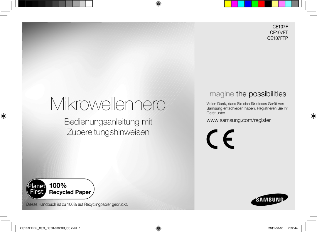 Samsung CE107FT-B/XEG manual Mikrowellenherd 