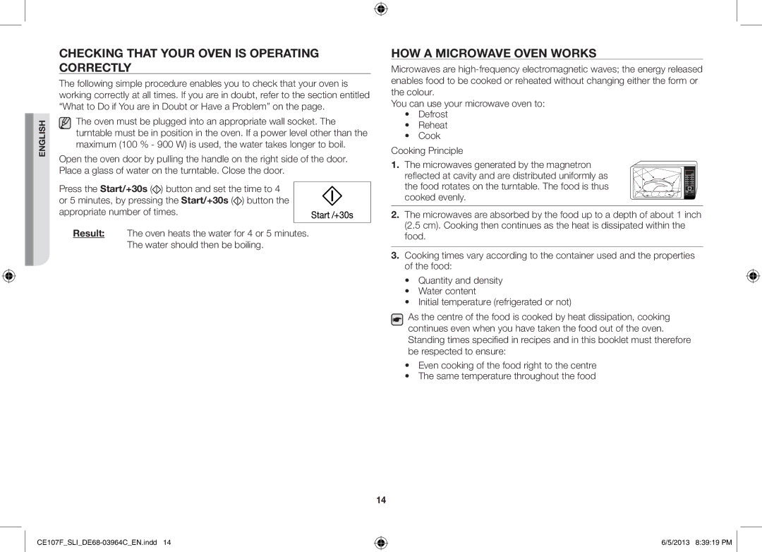 Samsung CE107FT-S/SLI manual Checking That Your Oven is Operating Correctly, HOW a Microwave Oven Works 