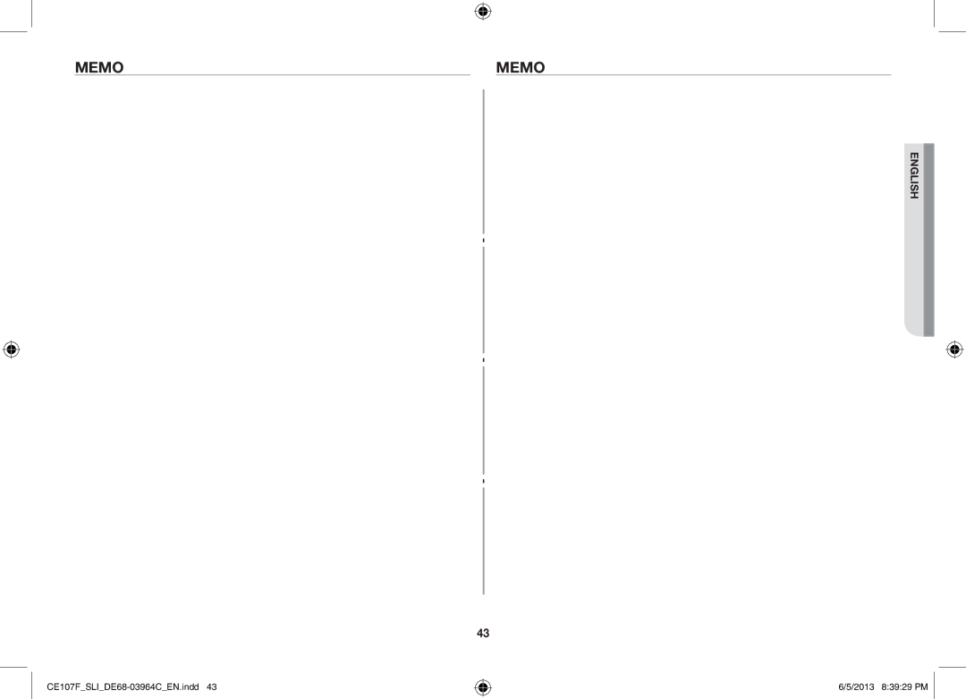 Samsung CE107FT-S/SLI manual Memo 