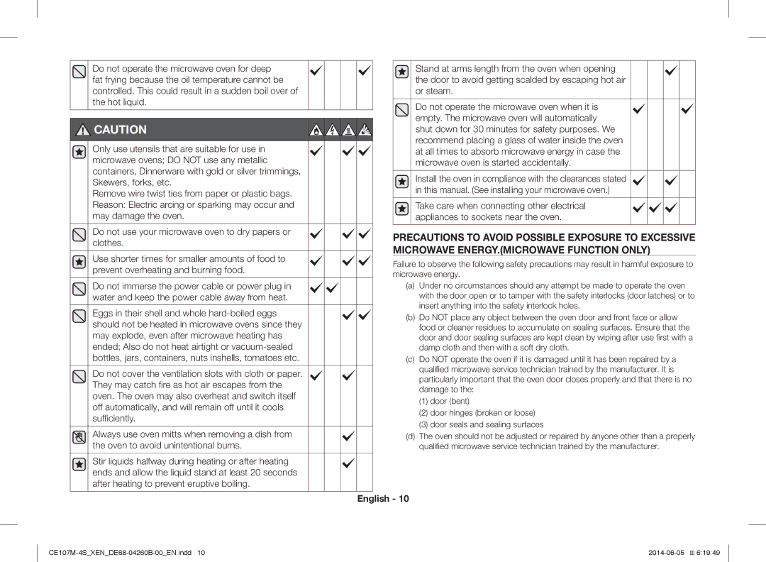 Samsung CE107M-4S/XEN, CE107MST-4/XEN manual English 