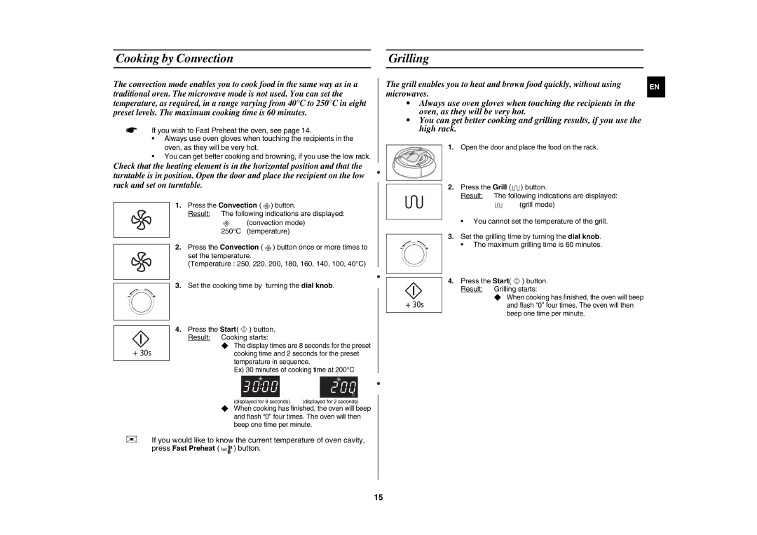 Samsung CE107MTST/ELE manual Cooking by Convection Grilling 