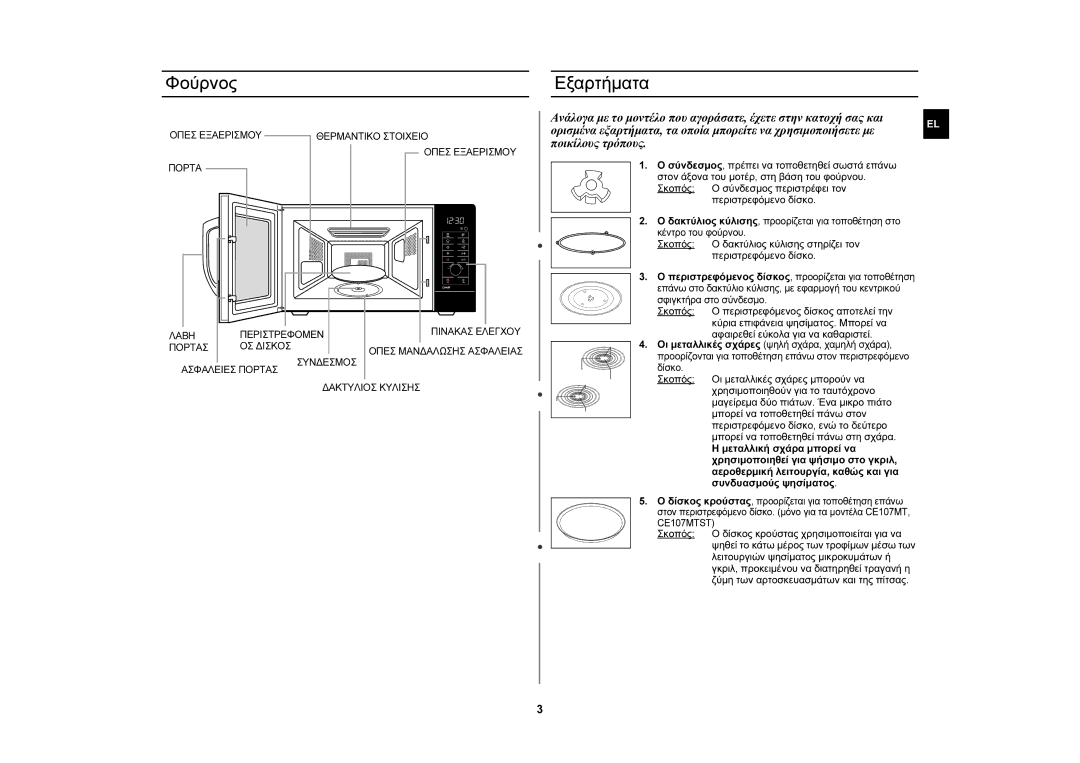 Samsung CE107MTST/ELE manual Φούρνος Εξαρτήματα 