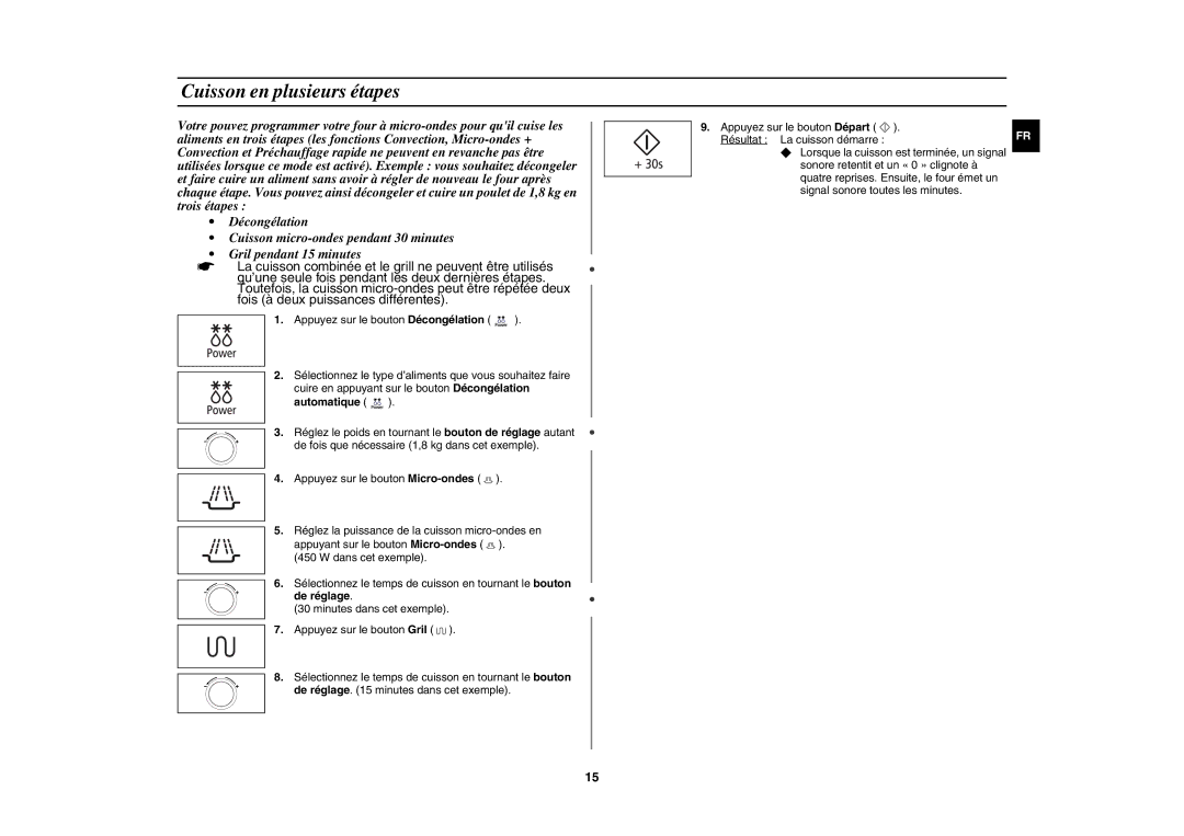 Samsung CE107MTST/XEF manual Cuisson en plusieurs étapes 