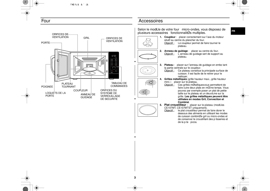 Samsung CE107MT-3B/XEF, CE107MT/XEF, CE107M-S/XEF, CE107M-3B/XEF manual Four, Accessoires 