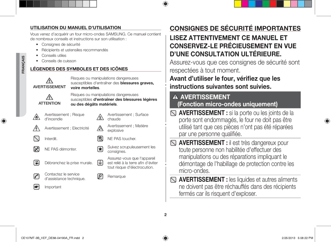 Samsung CE107MT/XEF, CE107MT-3B/XEF manual Utilisation du manuel d’utilisation, Contactez le service dassistance technique 