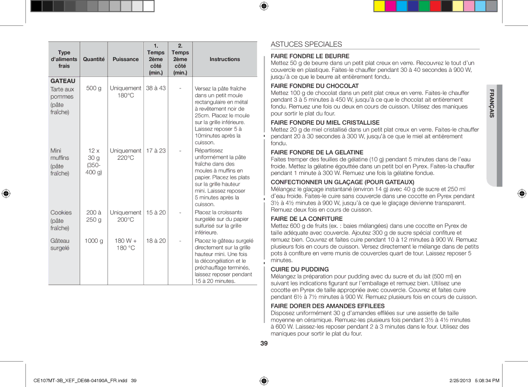 Samsung CE107MT-3B/XEF, CE107MT/XEF manual Astuces Speciales 