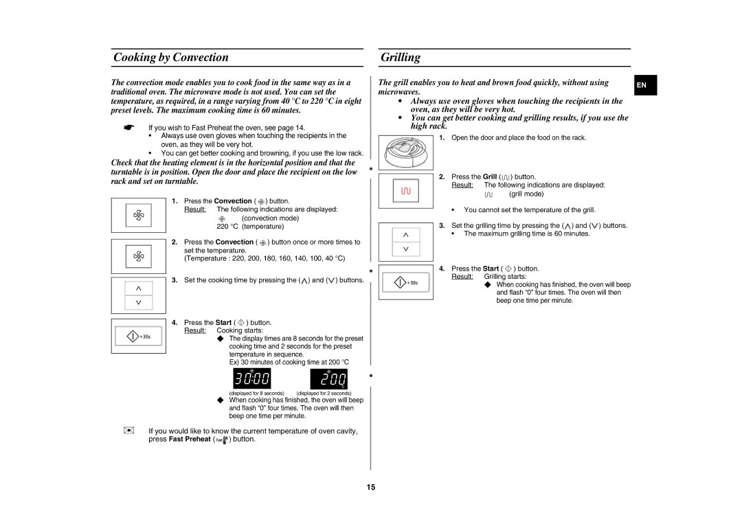 Samsung CE107V-B/XEO, CE107V/XEH manual Cooking by Convection Grilling 