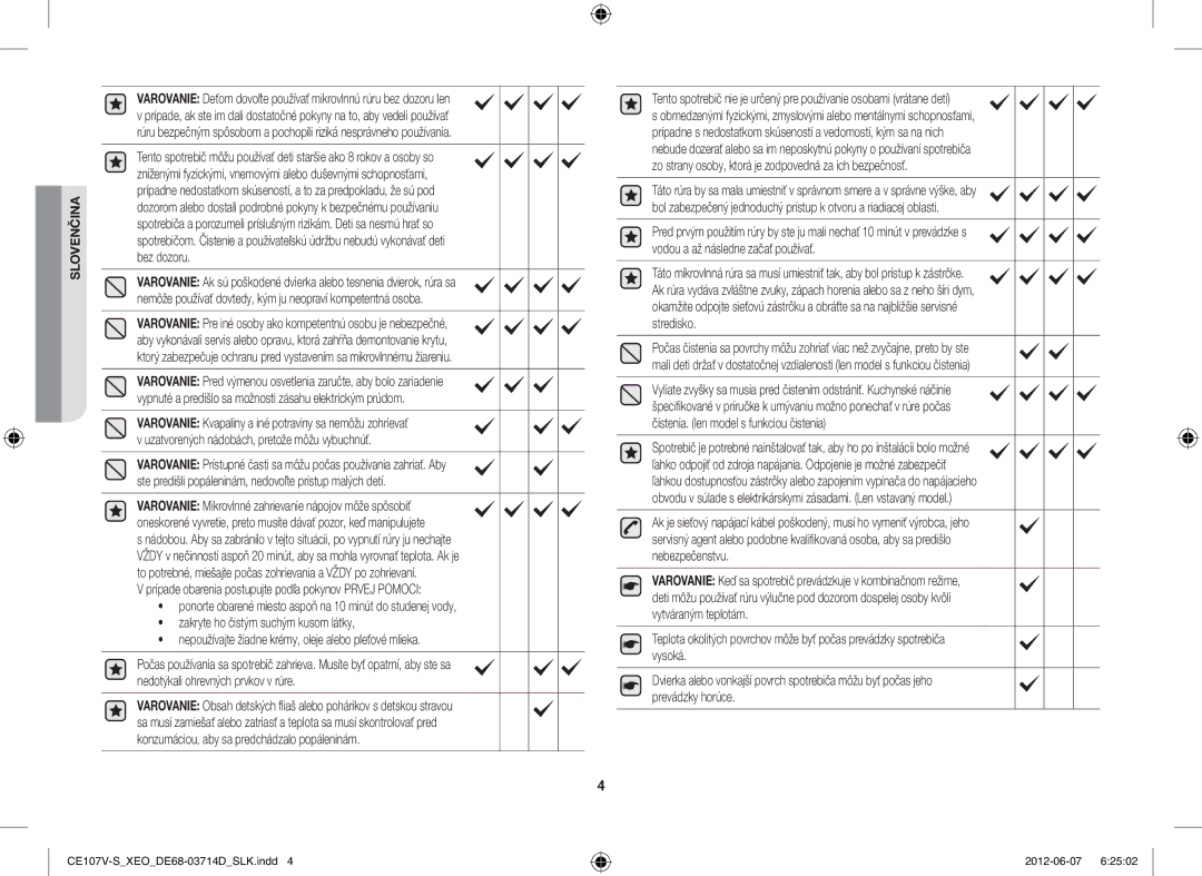 Samsung CE107V/XEH, CE107V-B/XEO manual Slovenčina 