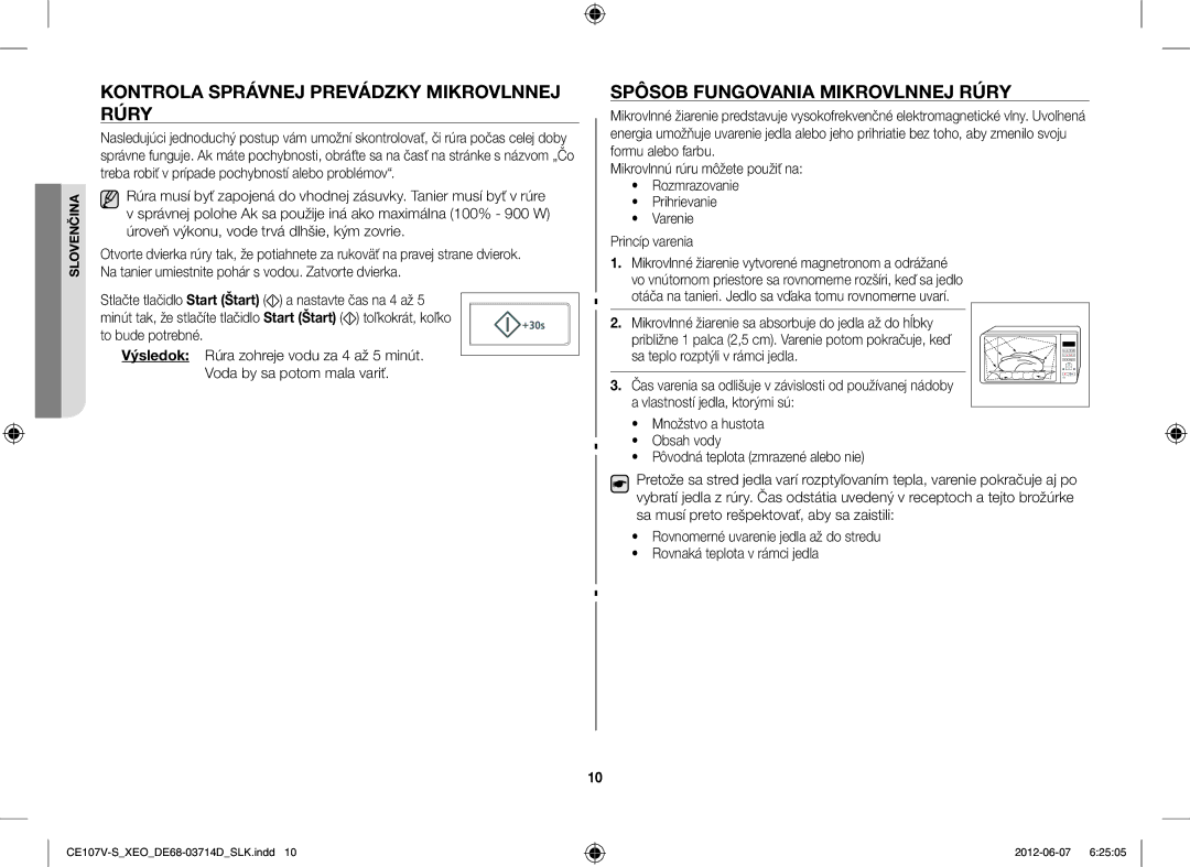 Samsung CE107V/XEH Kontrola Správnej Prevádzky Mikrovlnnej Rúry, Spôsob Fungovania Mikrovlnnej Rúry, To bude potrebné 