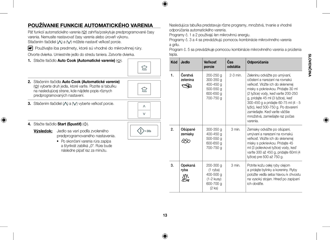 Samsung CE107V-B/XEO manual Používanie Funkcie Automatického Varenia, Stlačením tlačidiel a môžete nastaviť veľkosť porcie 