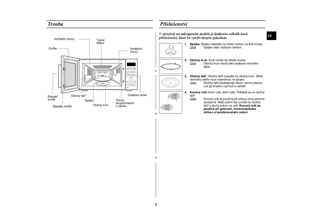 Samsung CE107V/XEH manual Trouba, Příslušenství 