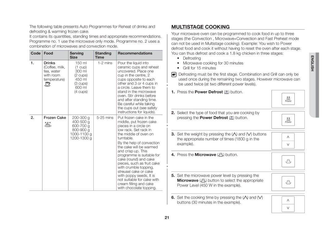 Samsung CE107V/XSV manual Multistage cooking 