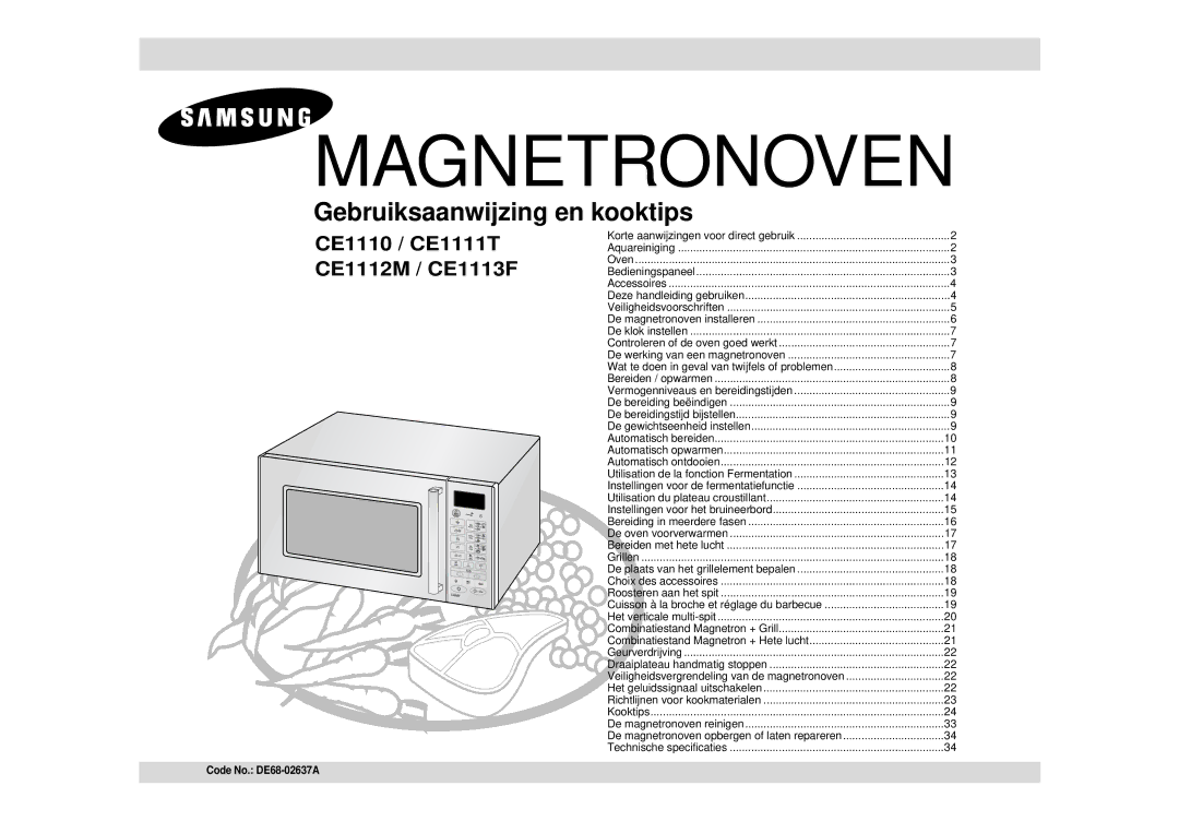 Samsung CE1110/XEN manual Magnetronoven, Code No. DE68-02637A 