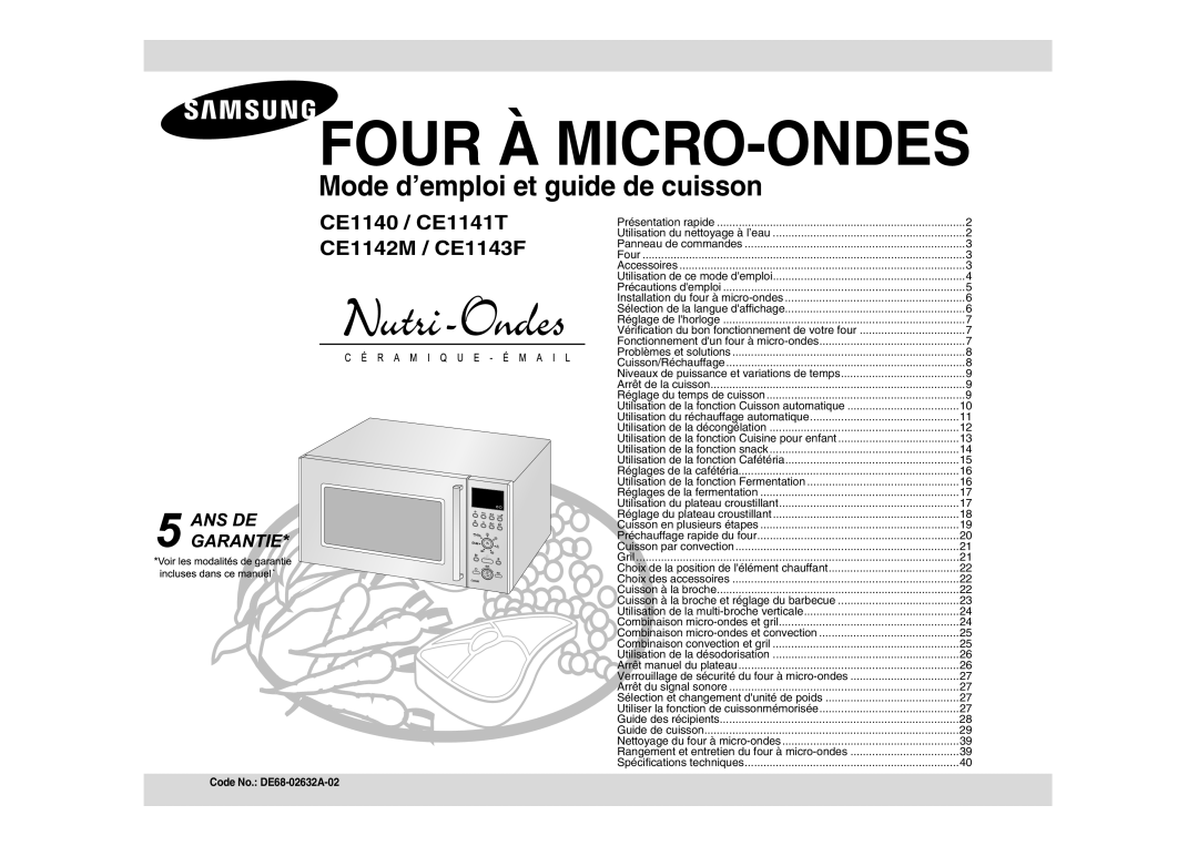 Samsung CE1140/XEF manual Four À MICRO-ONDES, Code No. DE68-02632A-02 