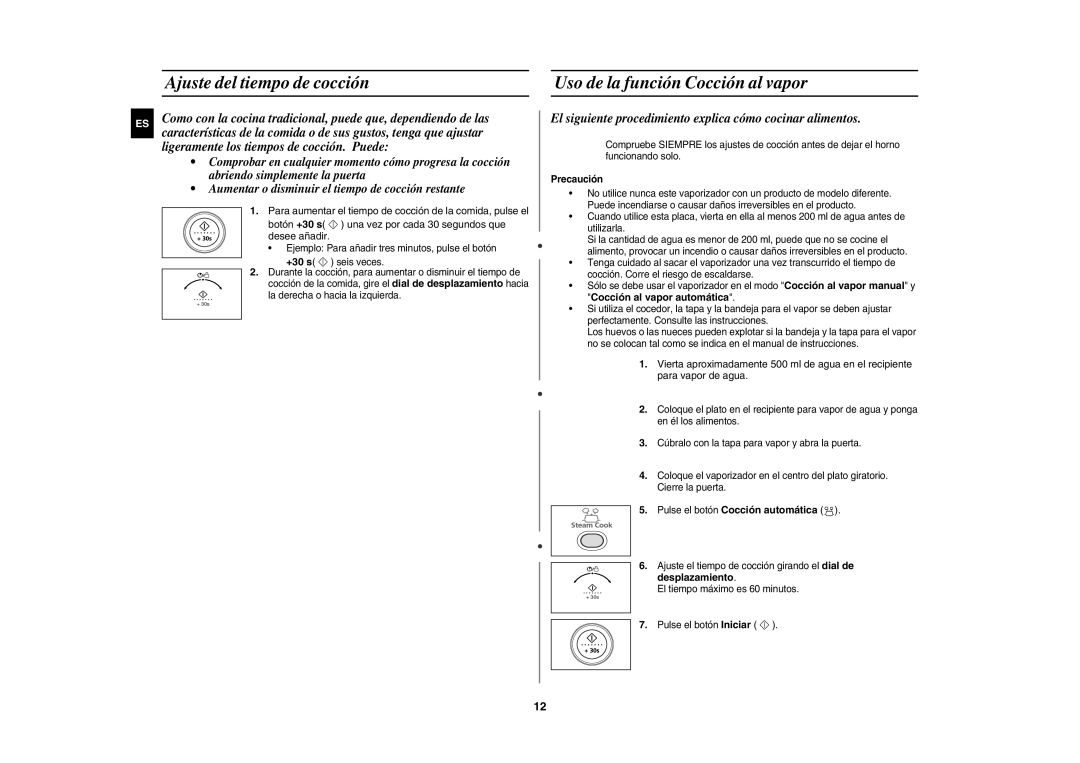 Samsung CE1150-S/XEC manual Pulse el botón Cocción automática, Precaución 
