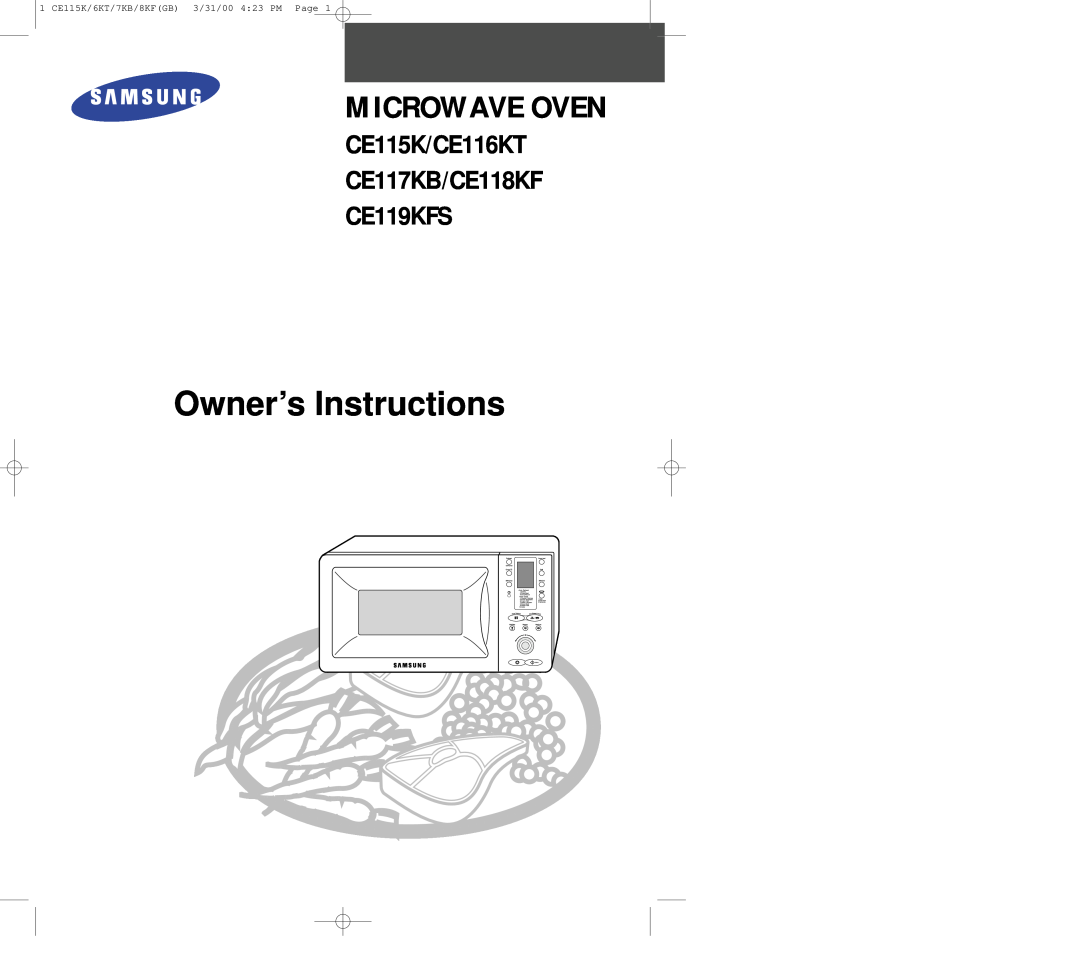 Samsung manual Microwave Oven, Owner’s Instructions, CE115K/CE116KT CE117KB/CE118KF CE119KFS 