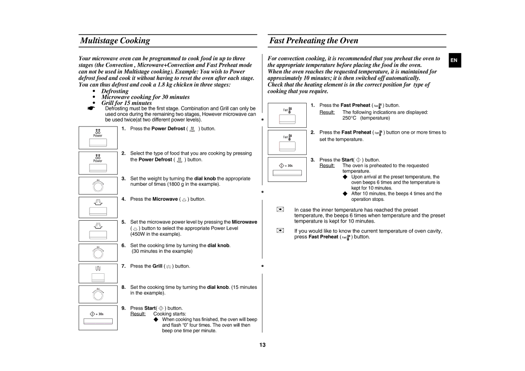 Samsung CE1175E-S/BAL manual Multistage Cooking Fast Preheating the Oven 