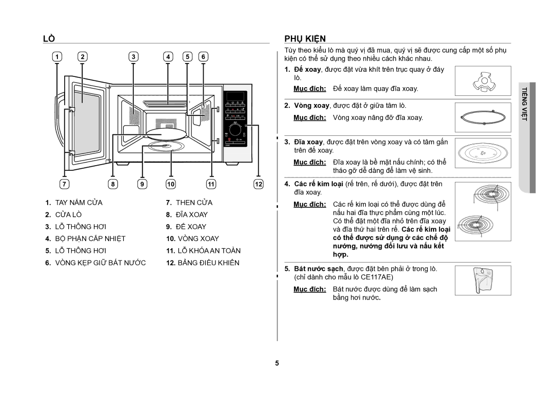 Samsung CE117AE-X/XSV manual Phụ kiện 