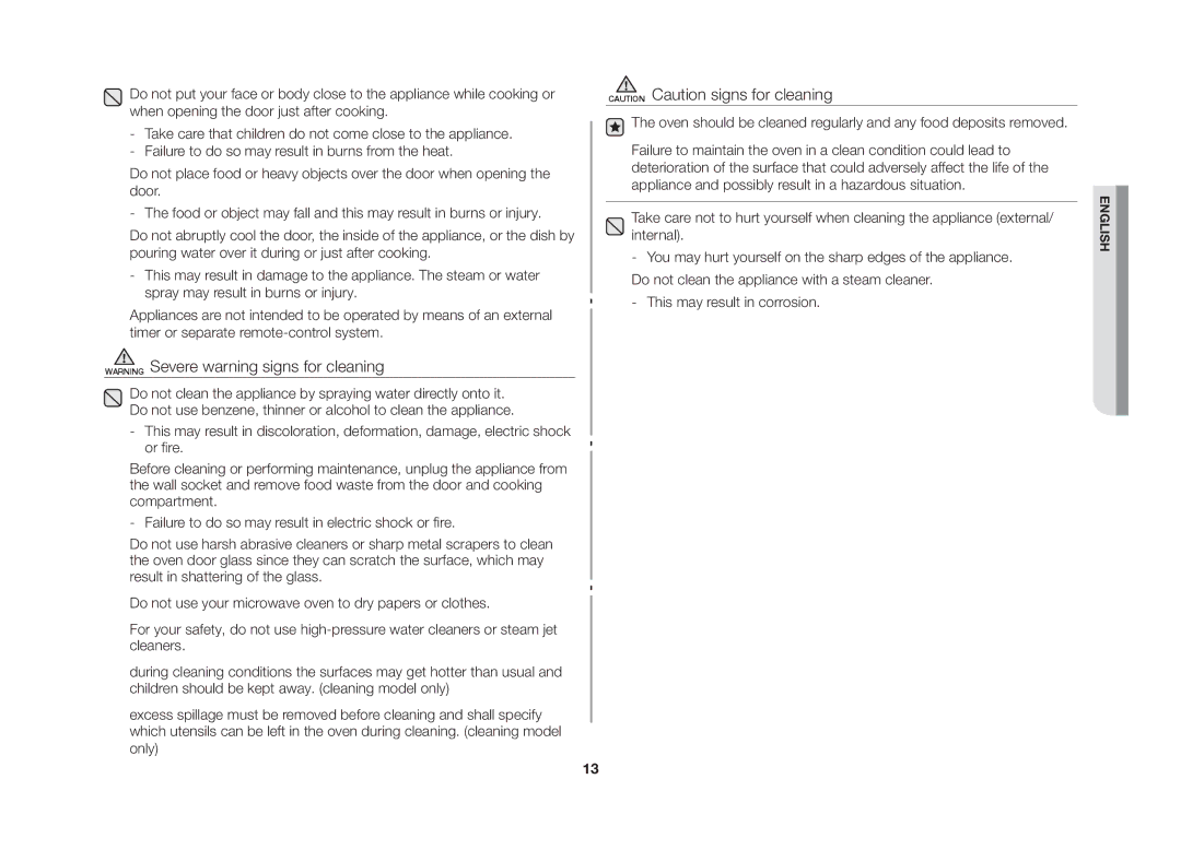 Samsung CE117AE-X/XSV manual English 