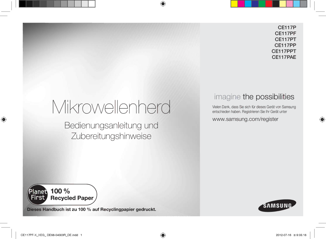 Samsung CE117PF-X/XEG manual Mikrowellenherd 