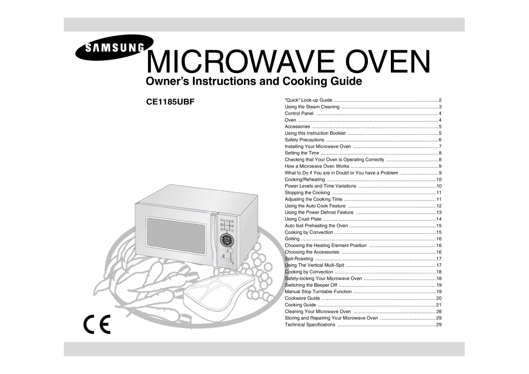 Samsung CE1185UBF/XEH manual Microwave Oven 