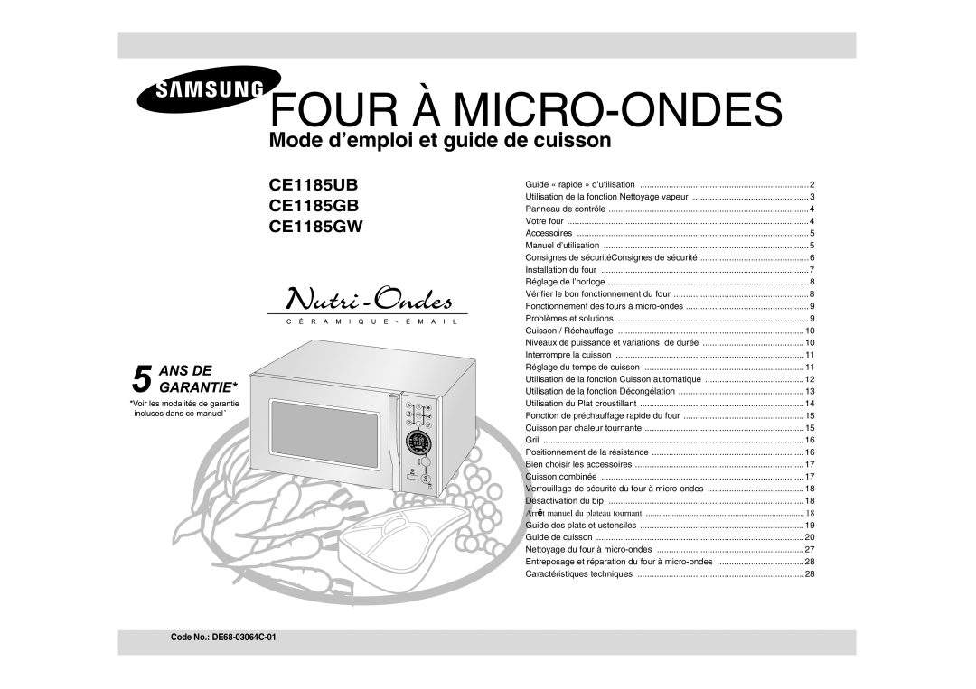 Samsung CE1185UB/XEF manual Four À MICRO-ONDES, Code No. DE68-03064C-01 