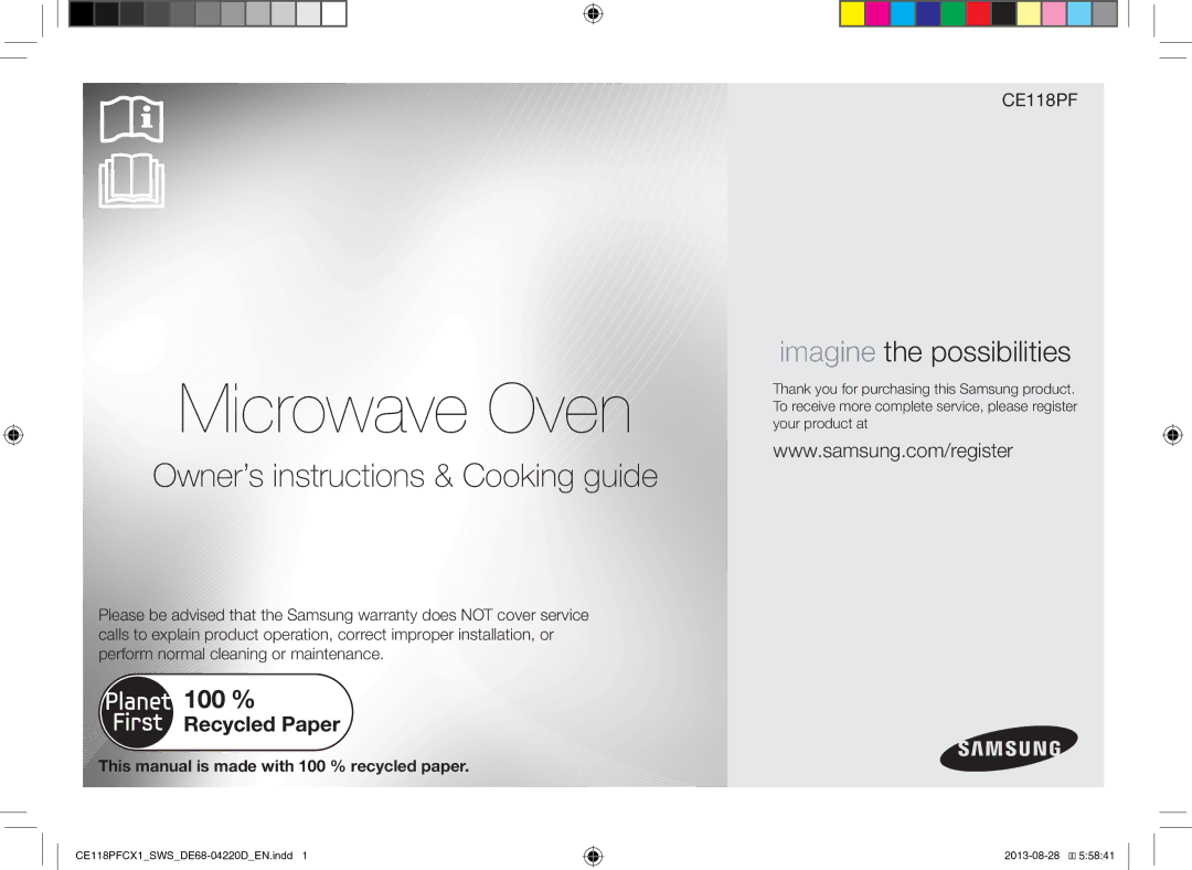 Samsung CE118PFCX1/SWS manual Microwave Oven 