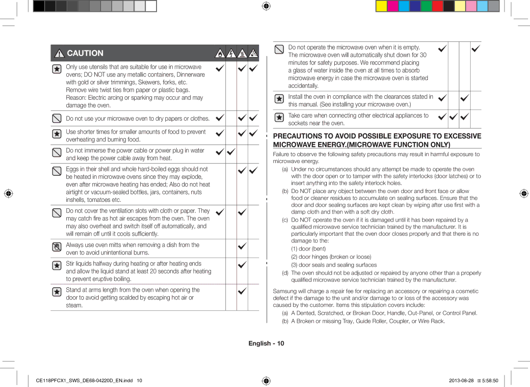 Samsung CE118PFCX1/SWS manual English 