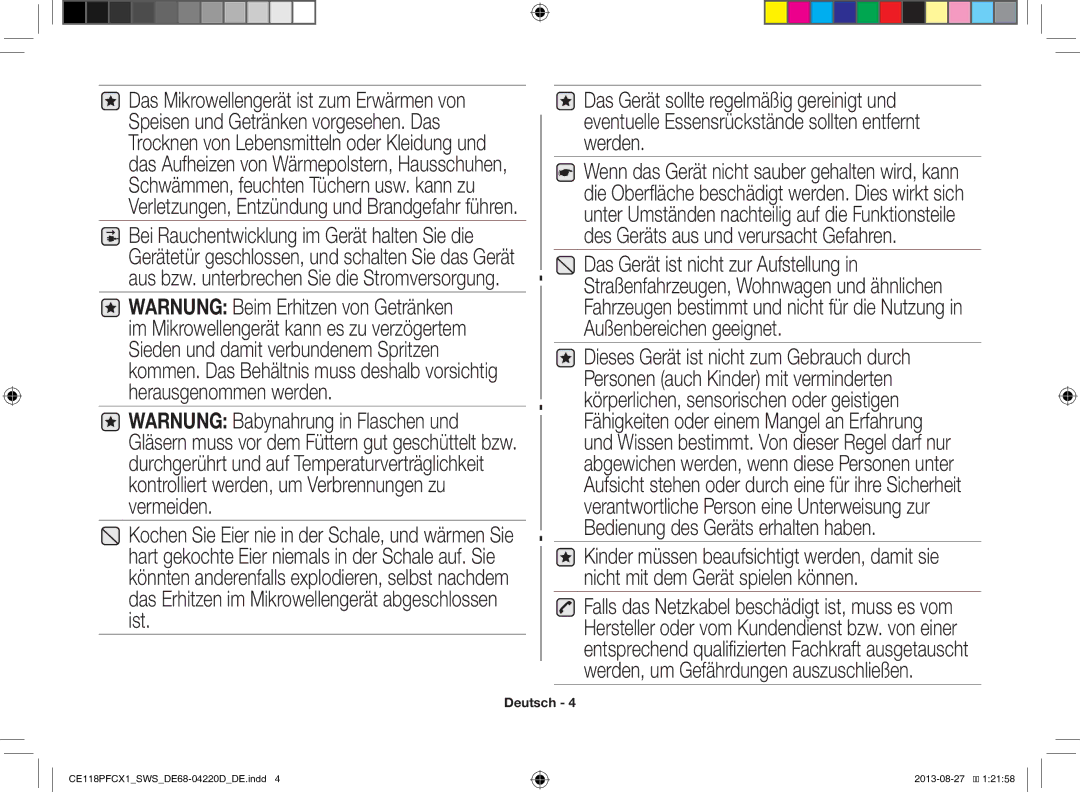 Samsung CE118PFCX1/SWS manual Deutsch 