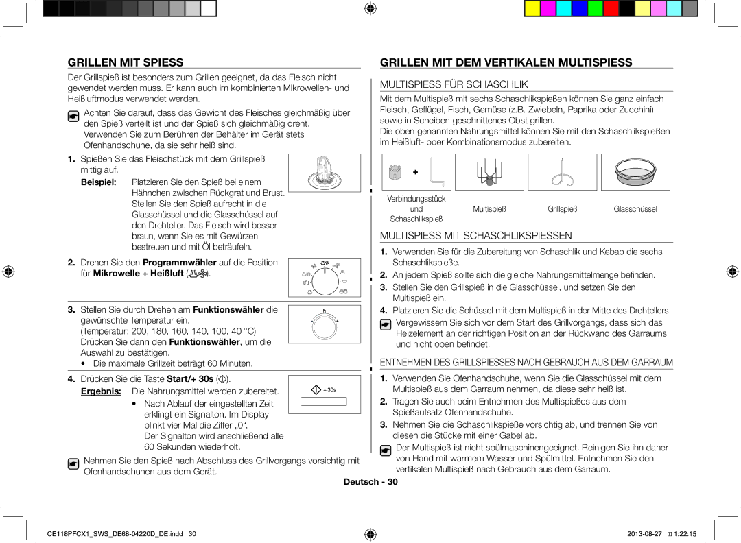 Samsung CE118PFCX1/SWS Grillen MIT Spiess Grillen MIT DEM Vertikalen Multispiess, Multispiess FÜR Schaschlik, Beispiel 