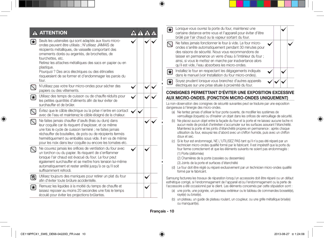 Samsung CE118PFCX1/SWS manual Français 