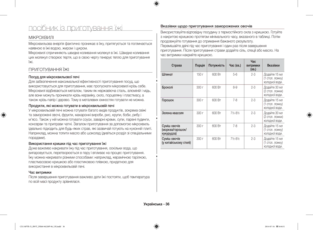 Samsung CE118PTR-X/BWT, CE118PAERX/BWT manual Посібник із приготування їжі, Мікрохвилі, Посуд для мікрохвильової печі 