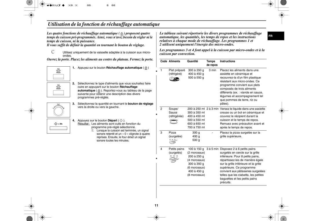 Samsung CE137NEM-X/XEF, CE137NEM-S/XEF manual Utilisation de la fonction de réchauffage automatique 