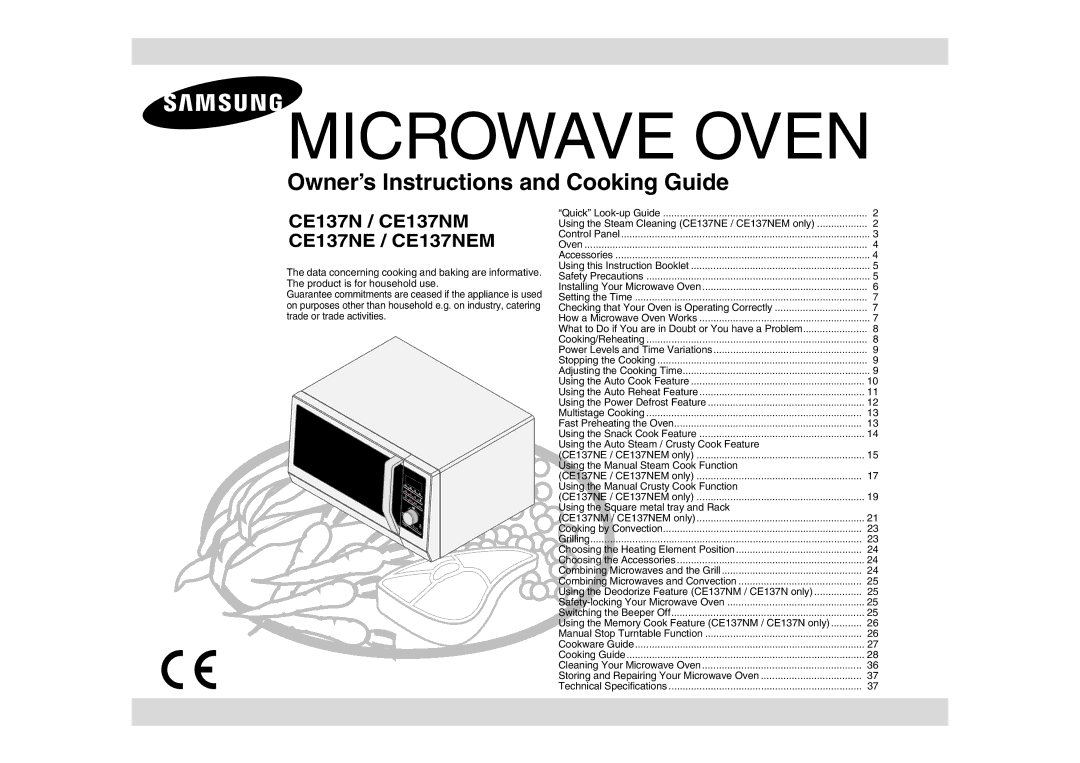 Samsung CE137NEM-X/XEH manual Using the Steam Cleaning CE137NE / CE137NEM only, Choosing the Heating Element Position 