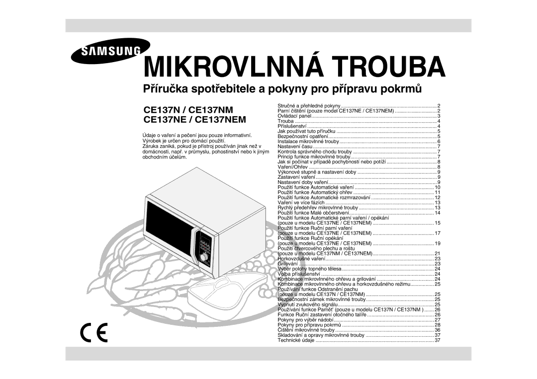 Samsung CE137NEM-X/XEH manual Používání funkce Odstranění pachu, Používání funkce Pamět’ pouze u modelu CE137N / CE137NM 