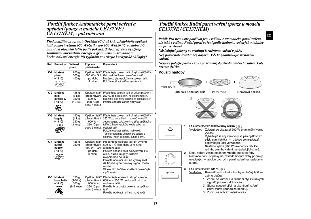 Samsung CE137NEM-X/XEH manual Výsledek Zobrazí se ukazatel 900 W maximální varný výkon 