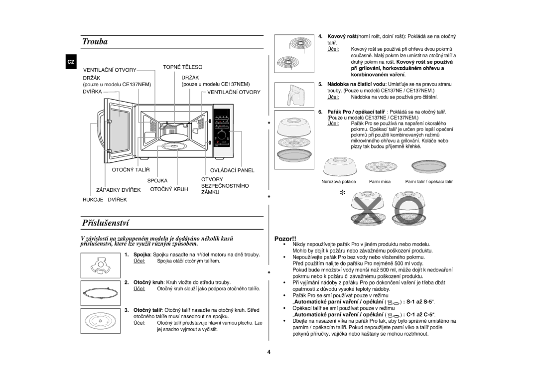 Samsung CE137NEM-X/XEH manual Příslušenství, Trouba 