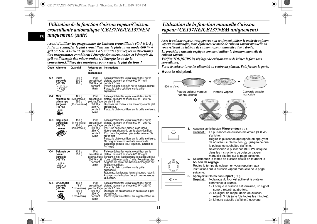 Samsung CE137NT/XEF manual Lheure actuelle saffiche à nouveau, 18 C 