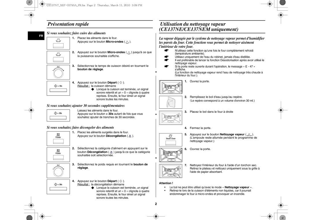 Samsung CE137NT/XEF manual Présentation rapide, Jusquà ce que, La puissance souhaitée saffiche 