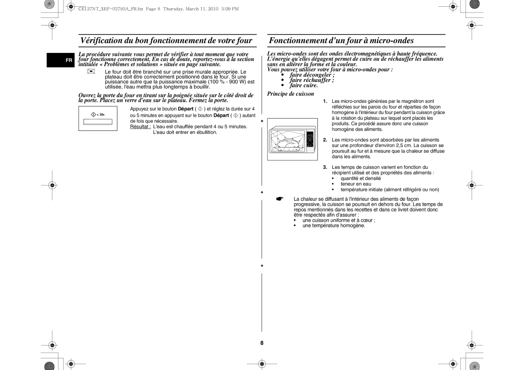 Samsung CE137NT/XEF manual Fonctionnement dun four à micro-ondes 