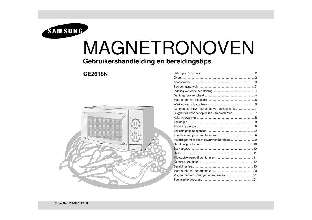 Samsung CE2618N/XEN manual Magnetronoven, Code No. DE68-01701B 