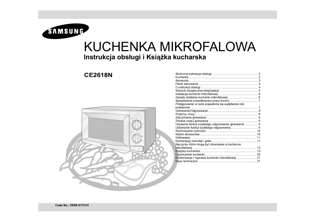 Samsung CE2618N/XEO manual Kuchenka Mikrofalowa, Code No. DE68-01701H 