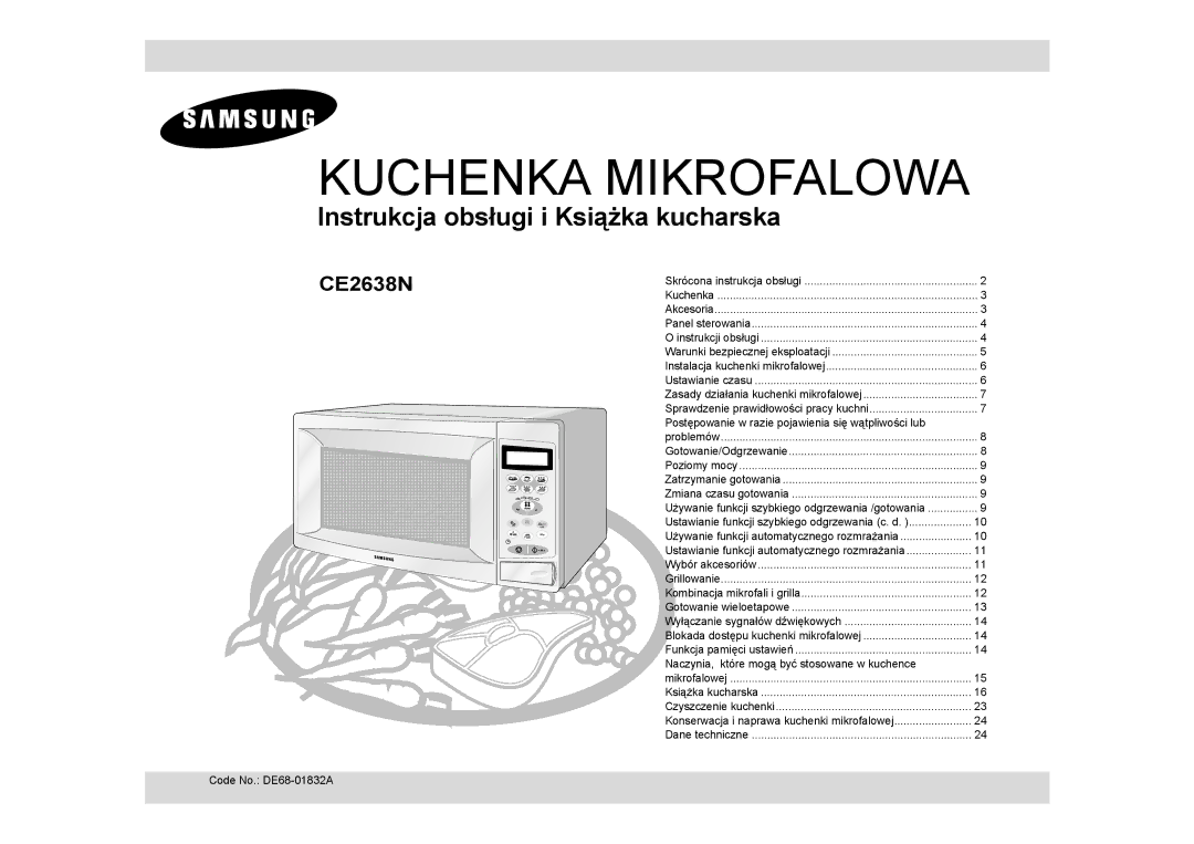 Samsung CE2638N/XEO manual Postępowanie w razie pojawienia się wątpliwości lub, Code No. DE68-01832A 