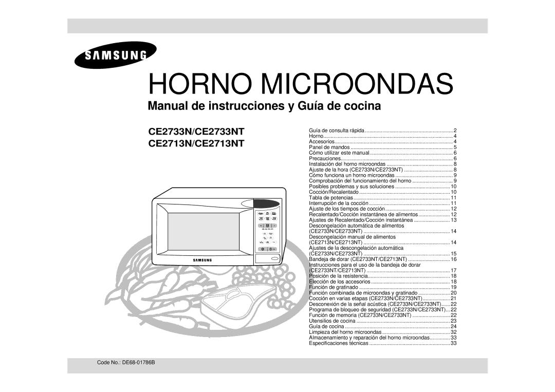 Samsung CE2713N/XEC manual Horno Microondas 