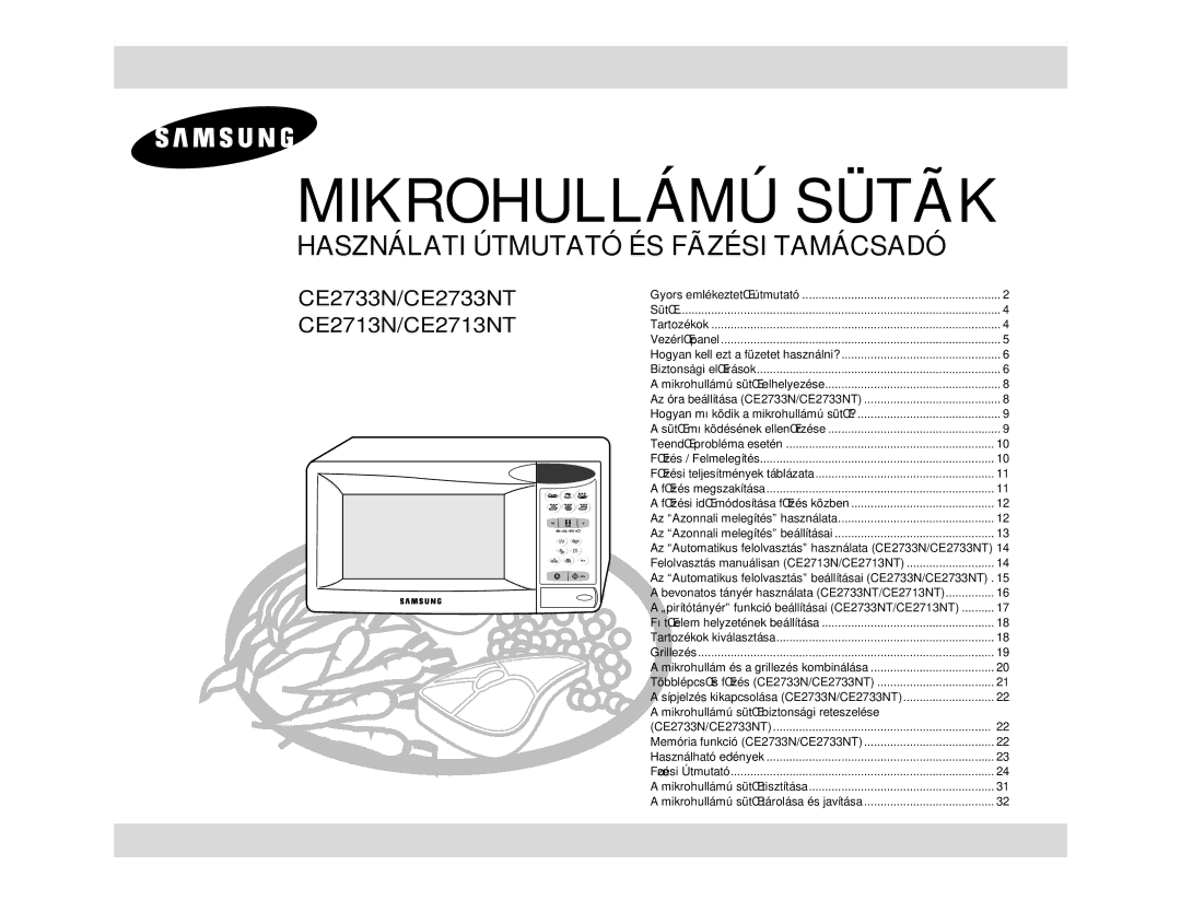 Samsung CE2713N/XEH manual Mikrohullámú Sütãk 