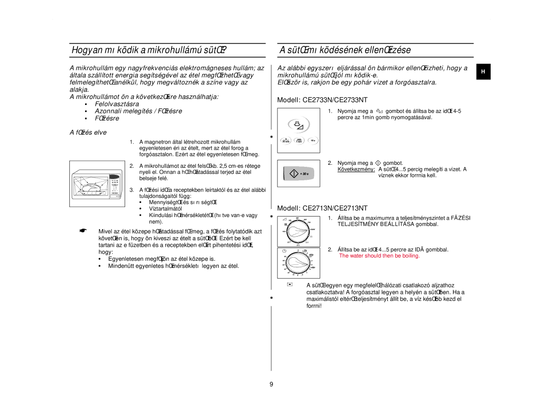 Samsung CE2713N/XEH manual Hogyan mıködik a mikrohullámú sütŒ?, SütŒ mıködésének ellenŒrzése 