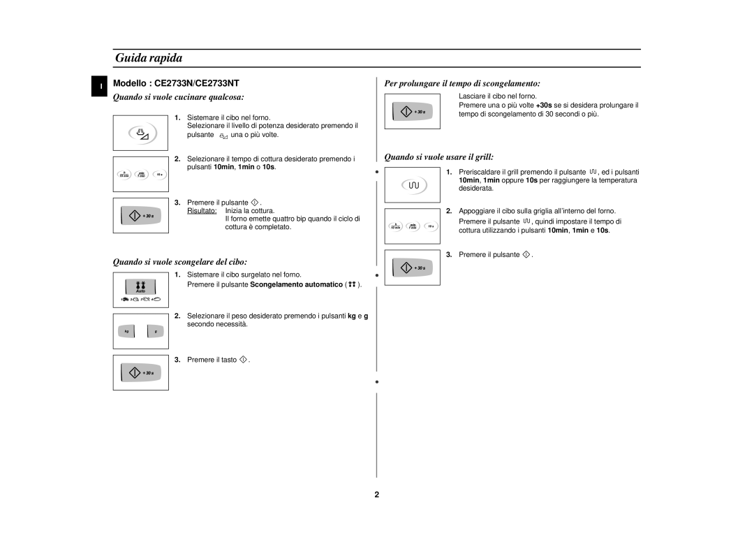 Samsung CE2713N/XET manual Guida rapida, Modello CE2733N/CE2733NT 