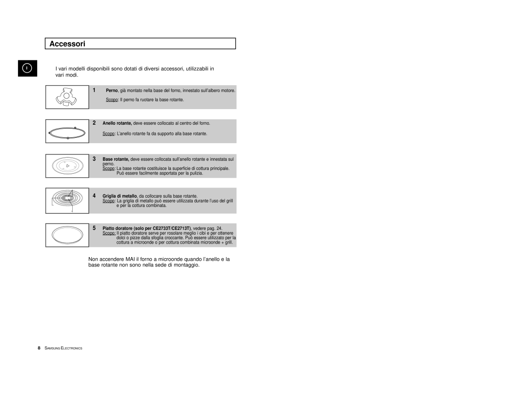 Samsung CE2713/XET manual Accessori 