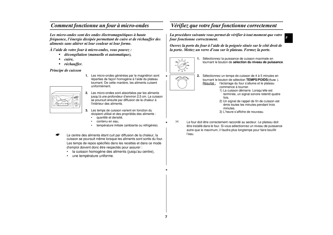 Samsung CE2717N/XEN manual Comment fonctionne un four à micro-ondes, Vérifiez que votre four fonctionne correctement 