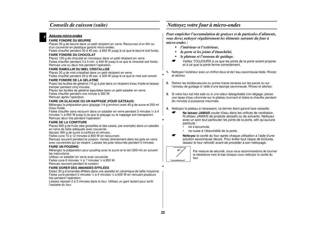 Samsung CE2717N/XEN manual Nettoyez votre four à micro-ondes, Astuces micro-ondes 